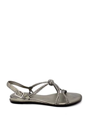 Cole Haan Sandals Women’s Size 10 - 10.5 Silver Leather Buckle Braided Strappy